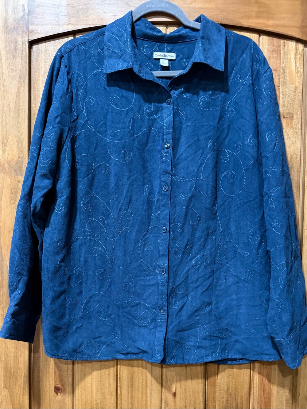 Croft&Barrow Abstract Button Down Shirt in Slate Blue